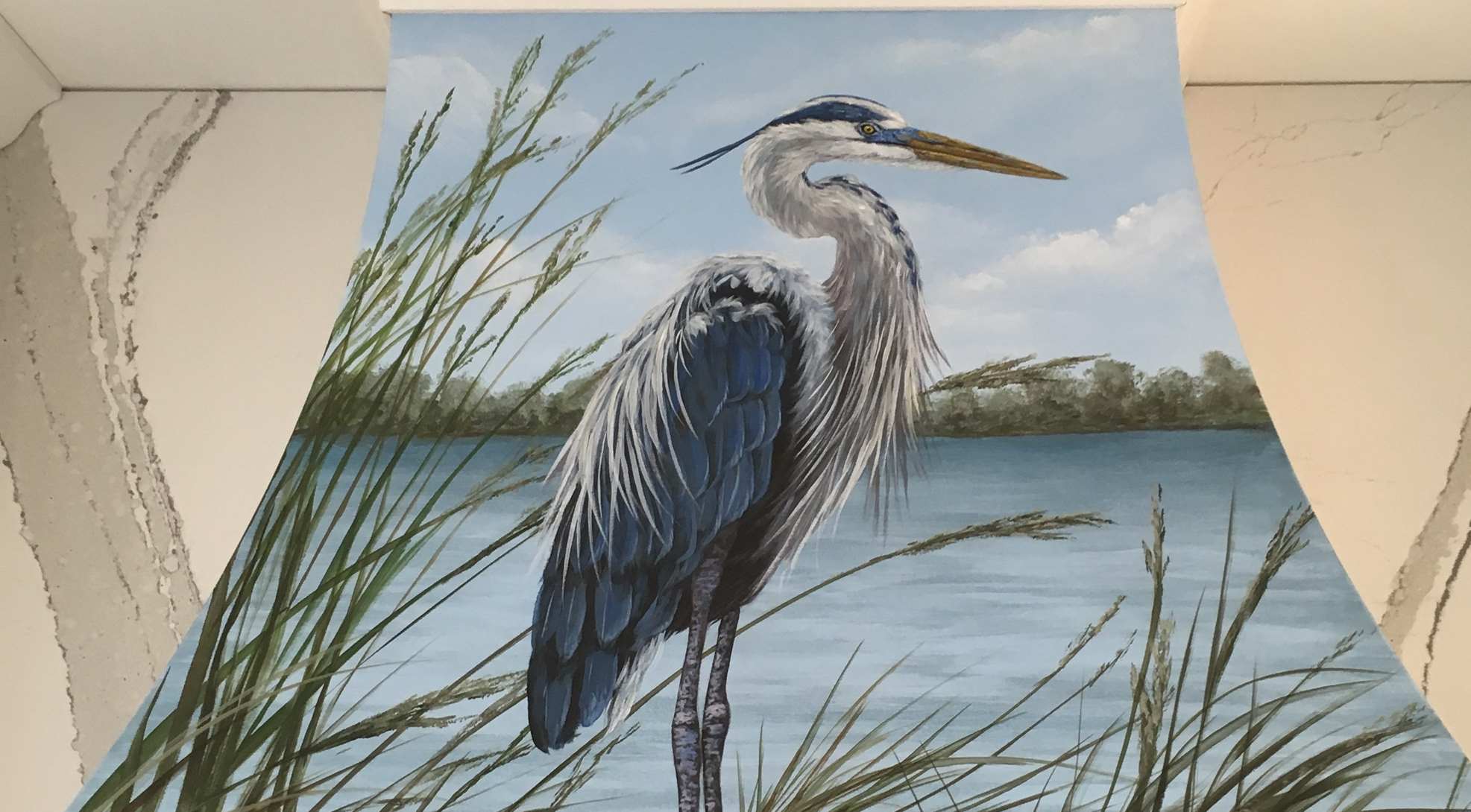 Blue Heron Rangehood Mural 1