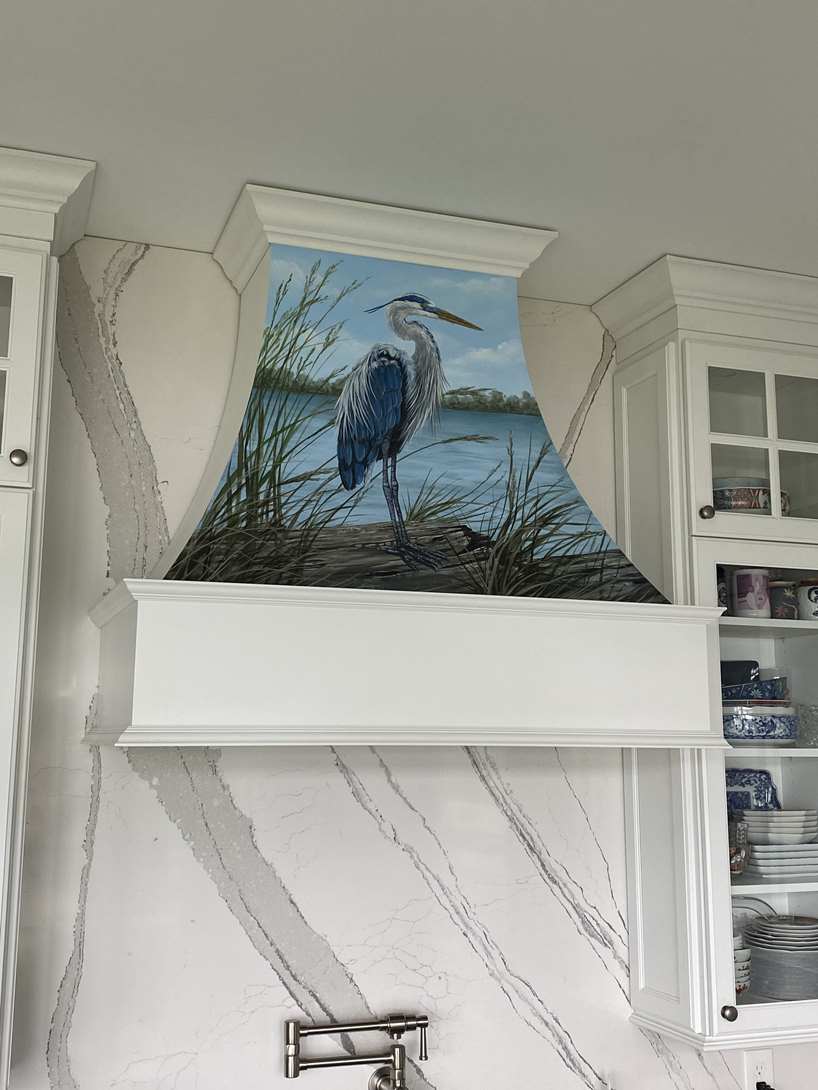 Blue Heron Rangehood Mural 3