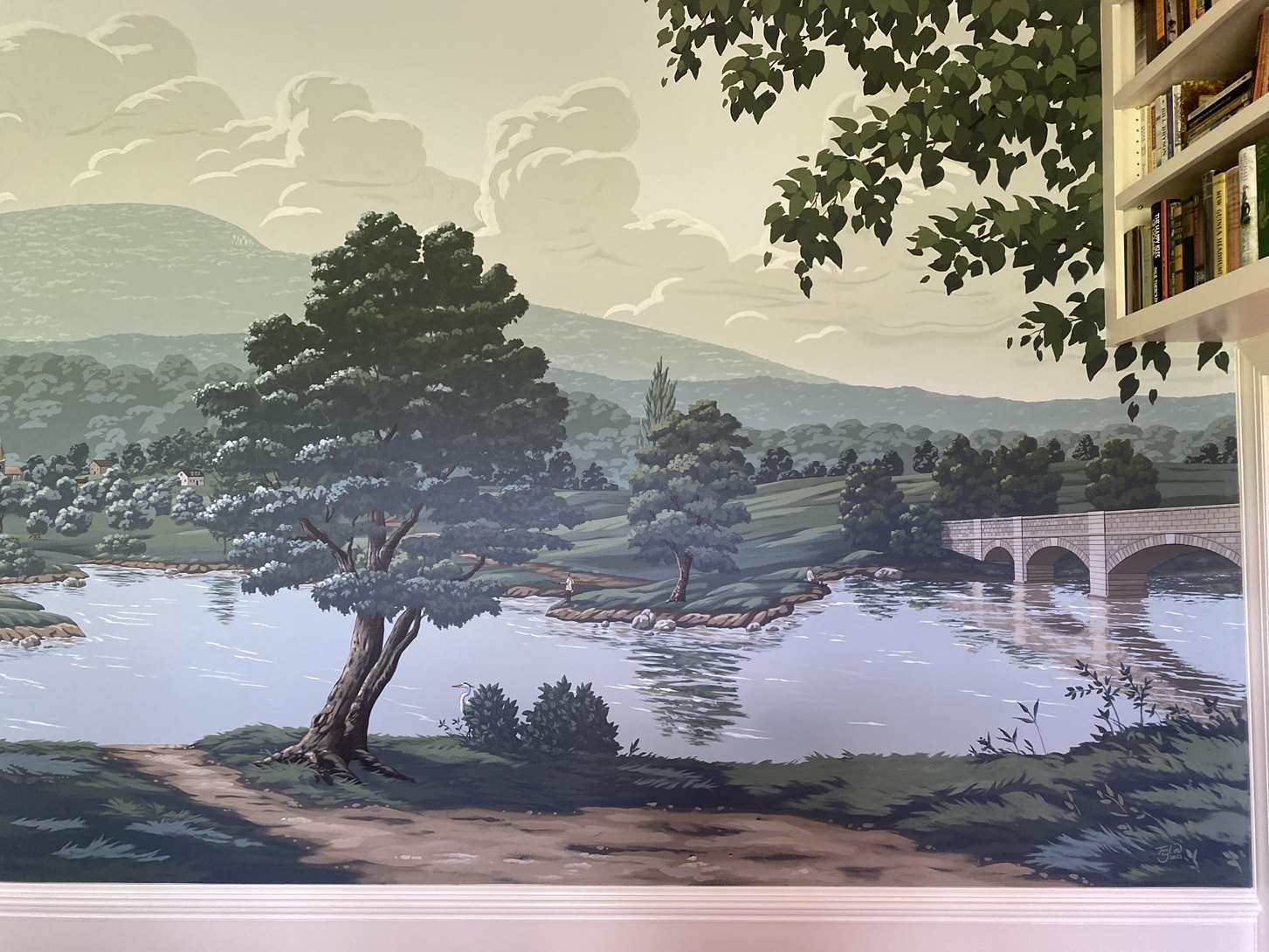 Colonial Style Mural In A Library 10