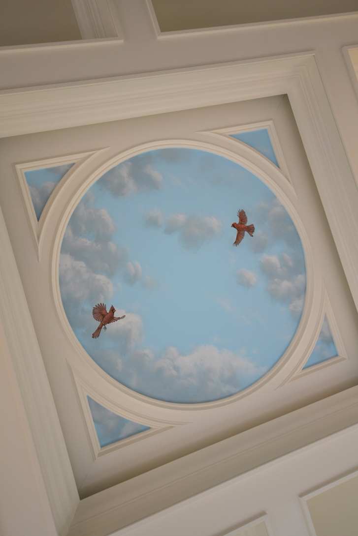 Sky Ceiling With Cardinals Mural 3